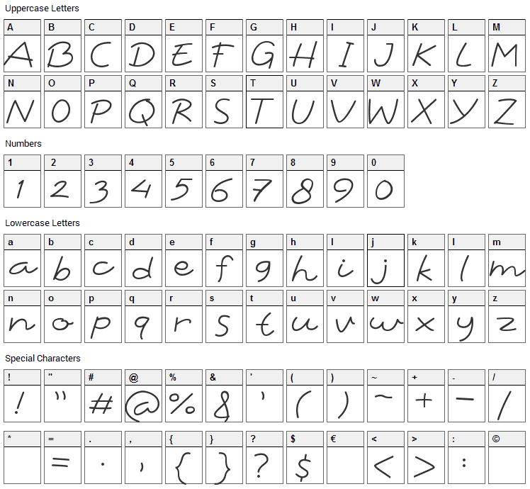 Soulitude Font Character Map