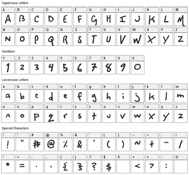 Space Cowboy Font Character Map