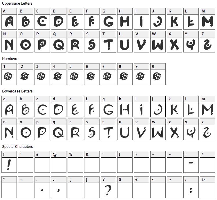 Space Pontiff Font Character Map