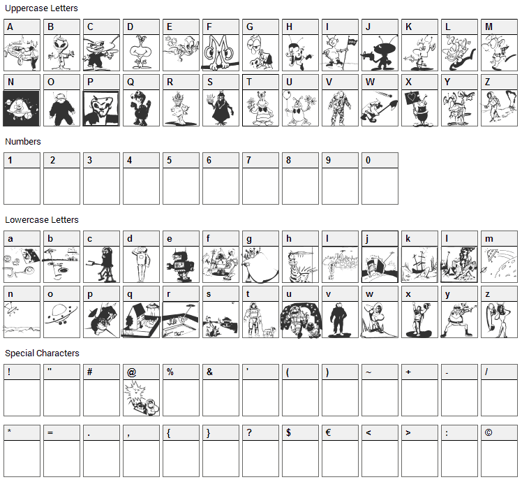 Space Station Hokuspokus Font Character Map