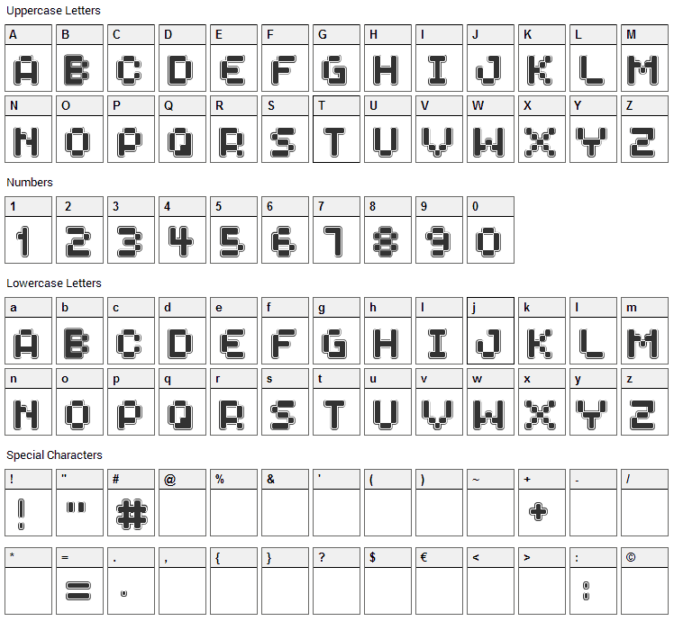 Spaceboy Font Character Map