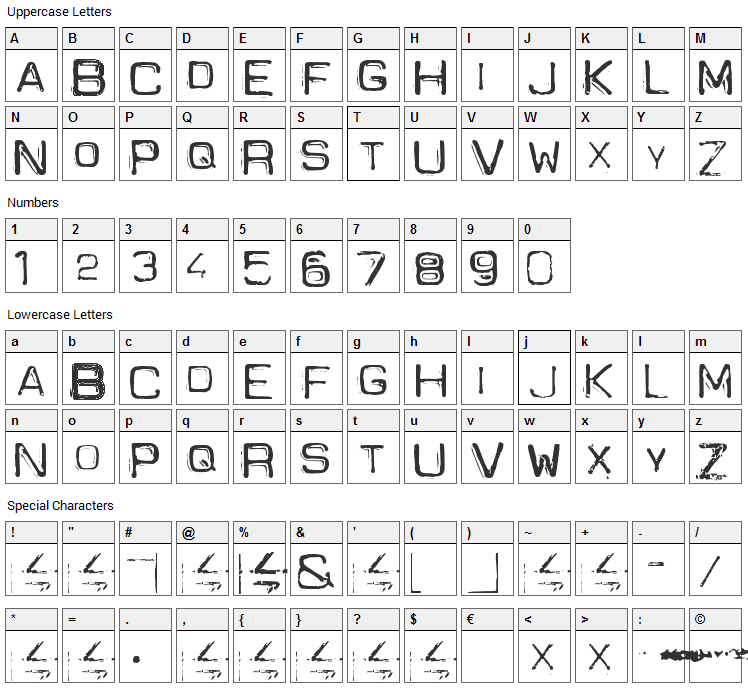 Spacesuit Font Character Map