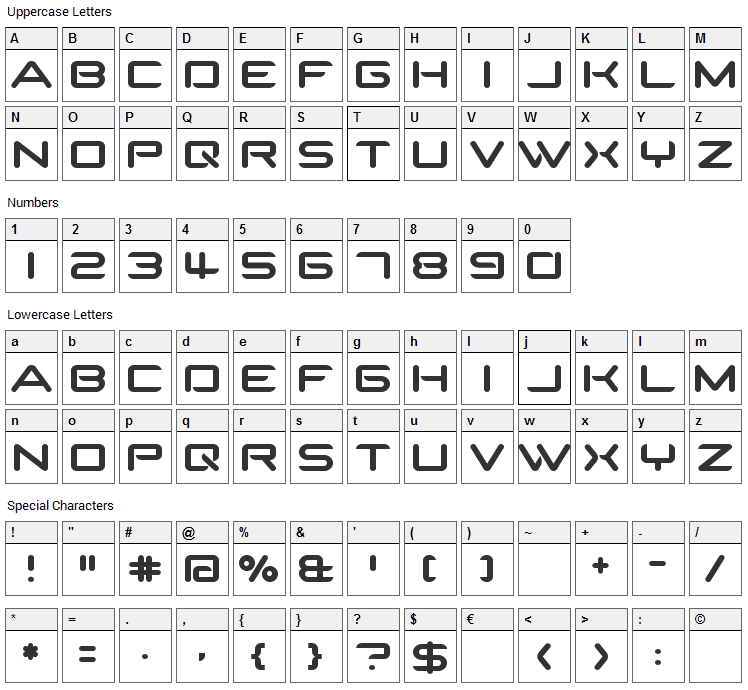 SparTakus Font Character Map