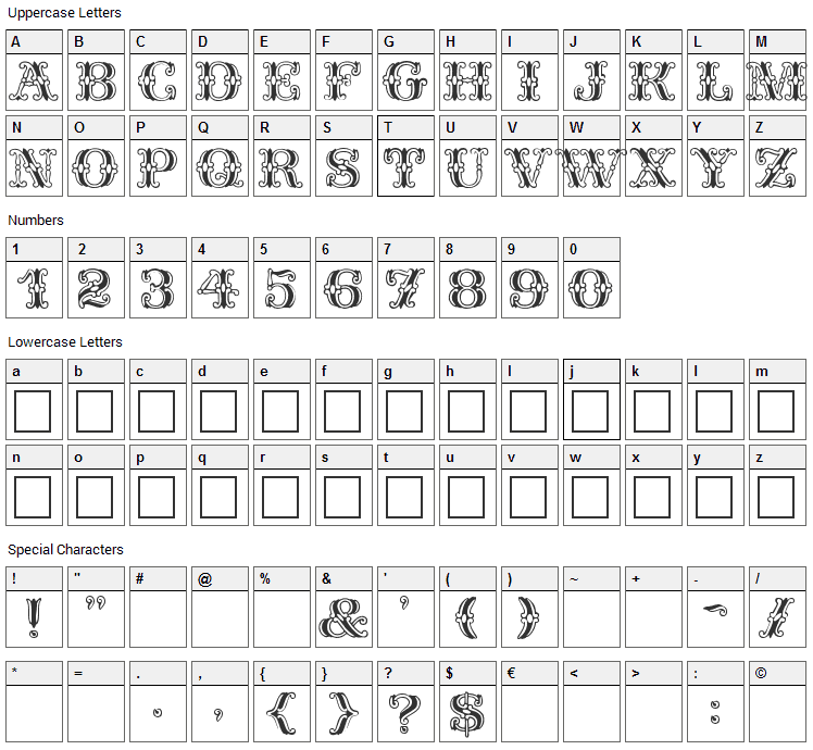 Spatz Font Character Map