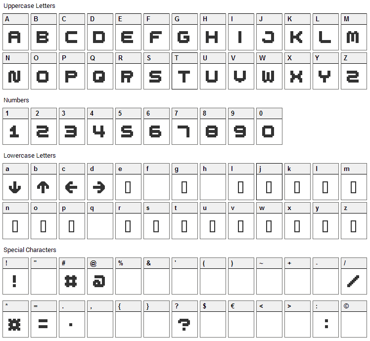 Spdr02 Font Character Map