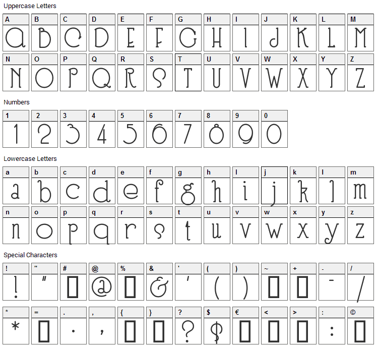 Speedball Font Character Map