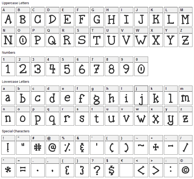 Spellstone Font Character Map