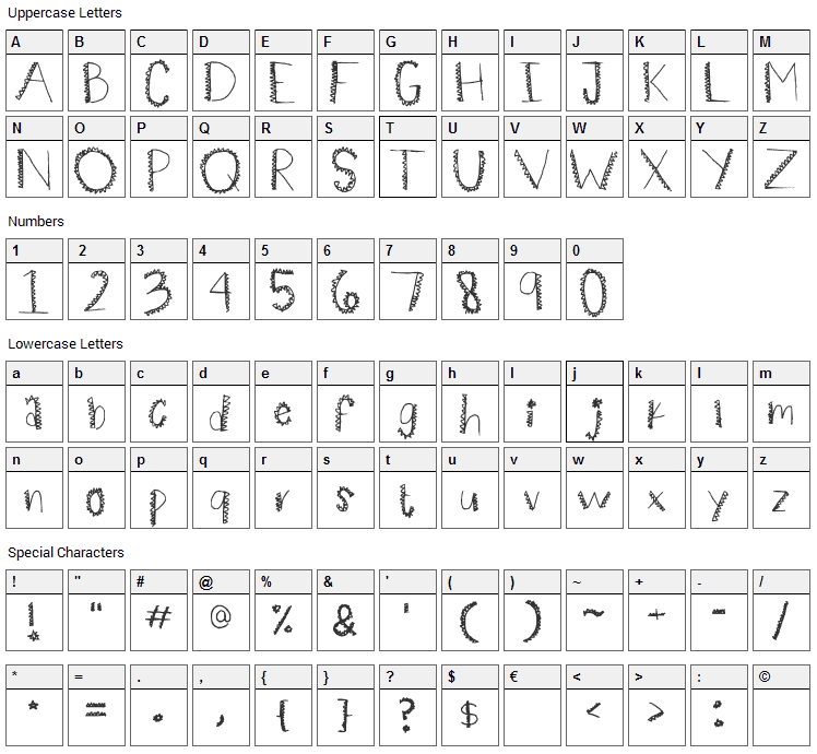 Spiiikey Font Character Map