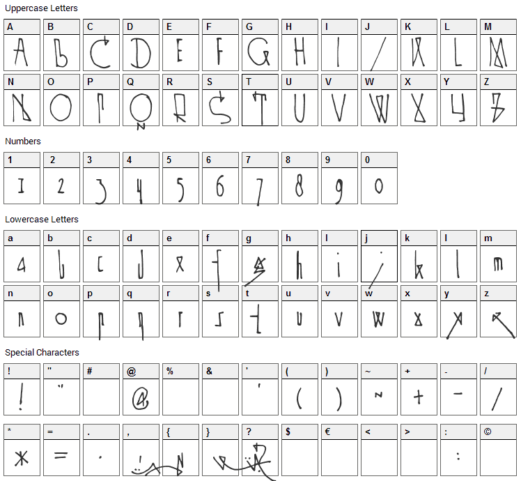 Spijker 08 Font Character Map