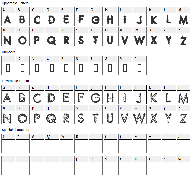 Spike Crumb Font Character Map
