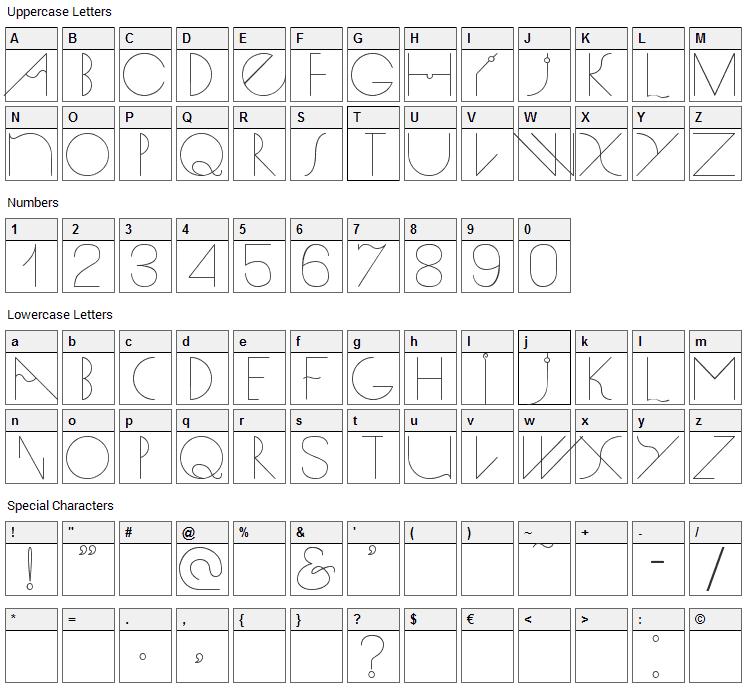 Spike Font Character Map