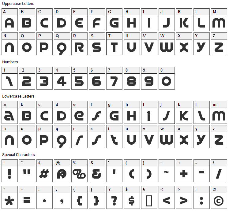 Spin Cycle Font Character Map