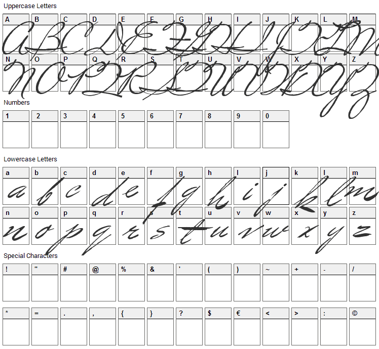 Spirulina Font Character Map