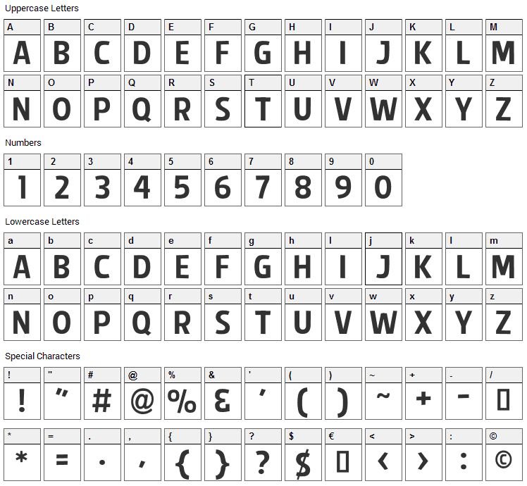 Splendid Plan 9 Font Character Map