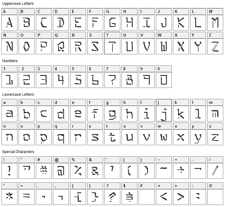 Split Enzymes Font Character Map