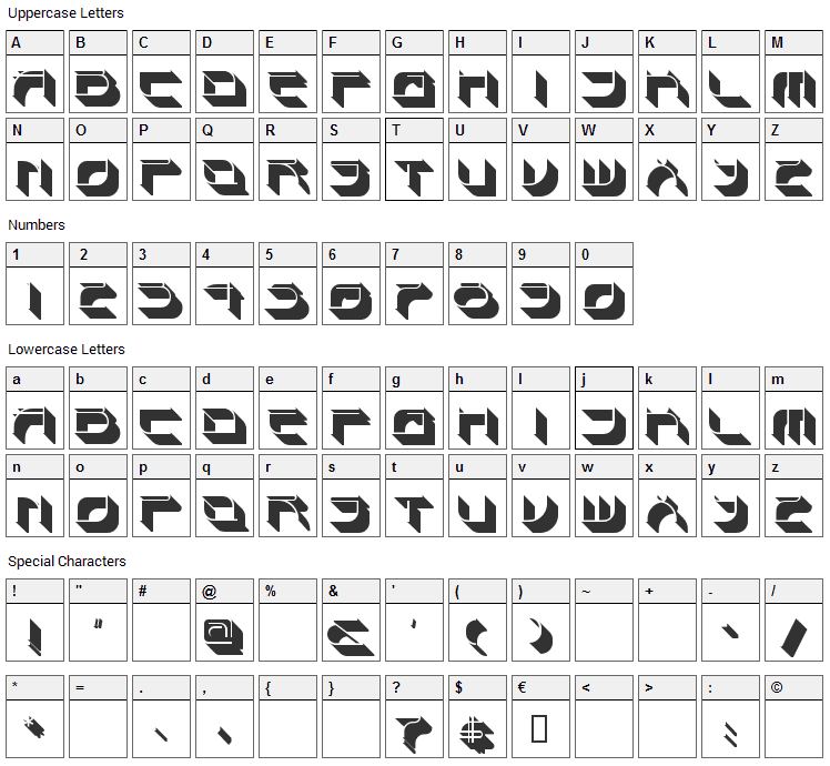 Spondulix Font Character Map