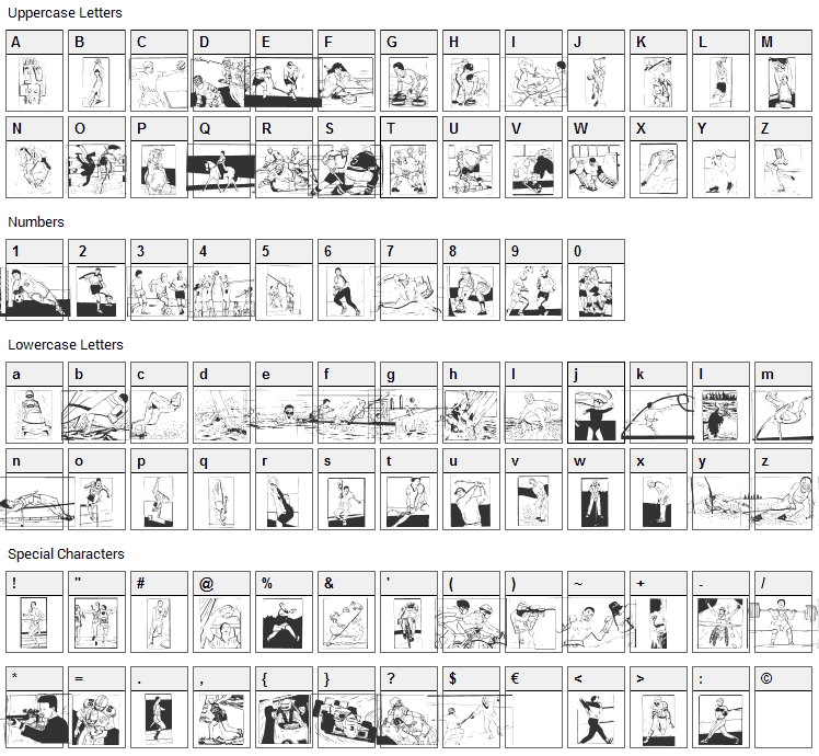 Sports Font Character Map