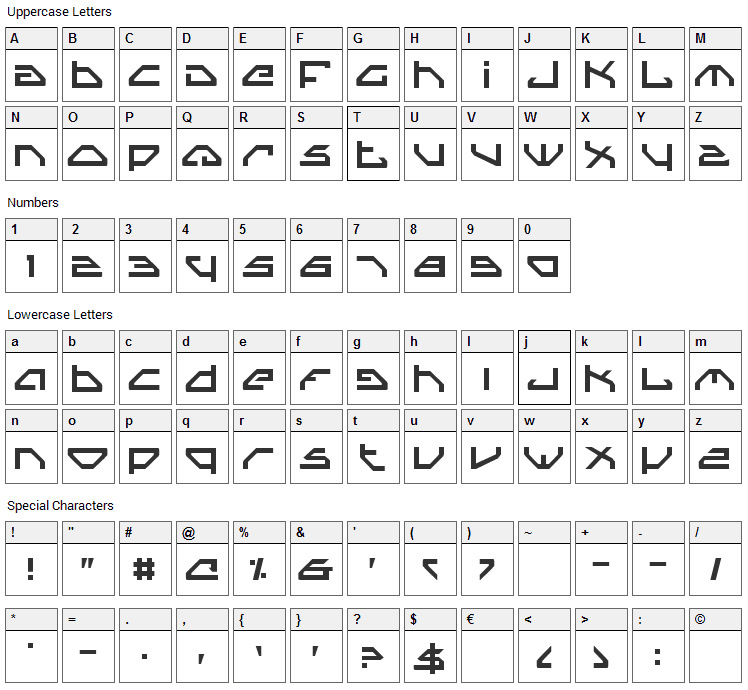 Spy Lord Font Character Map