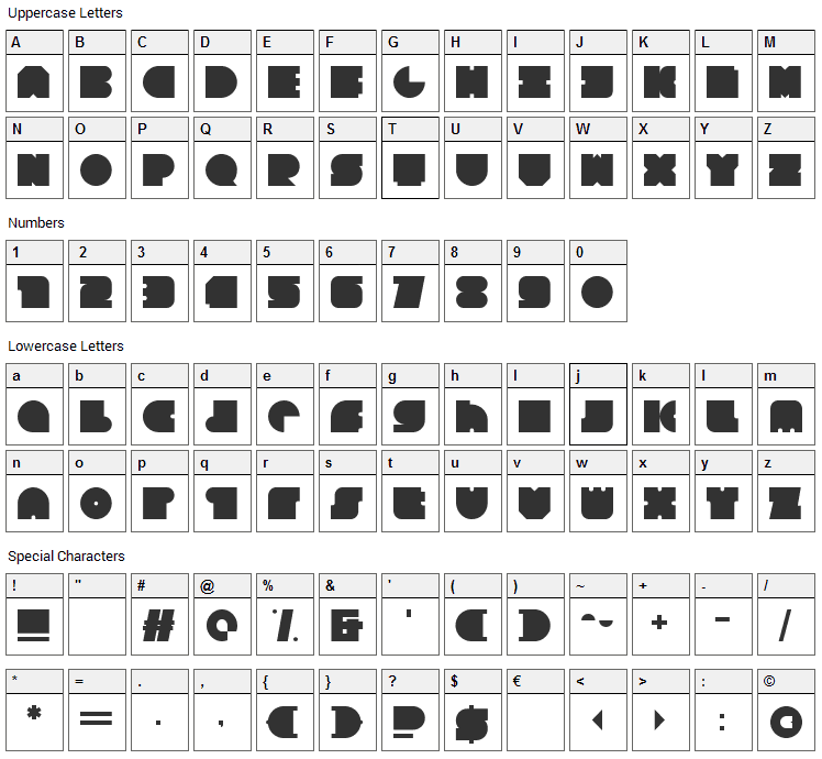 Square 80 Font Character Map