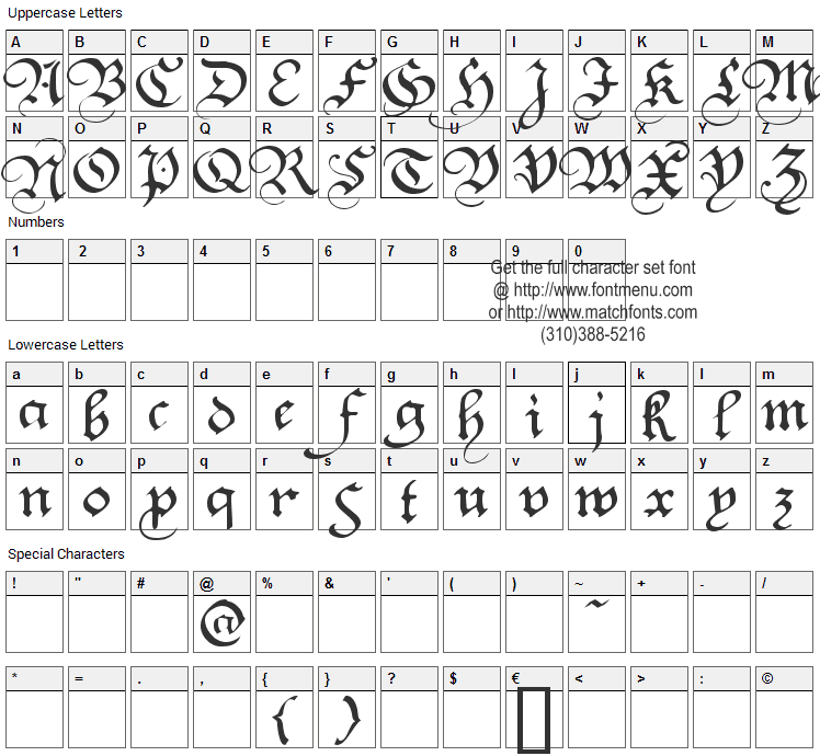 Square Text Font Character Map