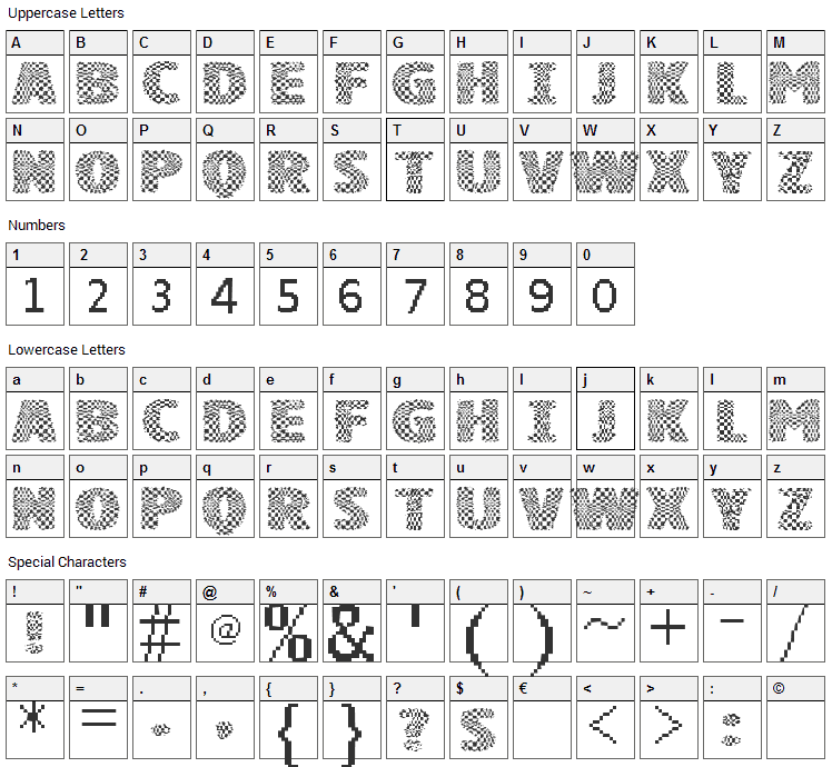 Squares Font Character Map