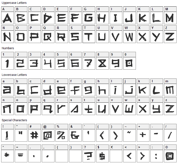 Squeeg Font Character Map