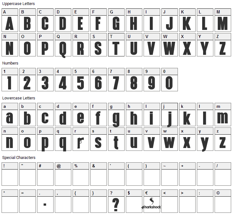 SS Mobsters Hennigar Font Character Map