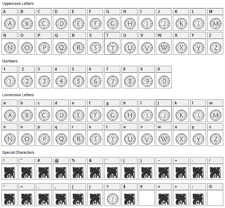 Sstar 1 Font Character Map