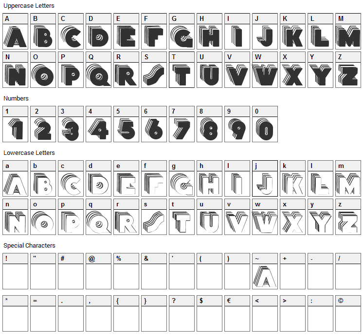 Stackcaps Font Character Map