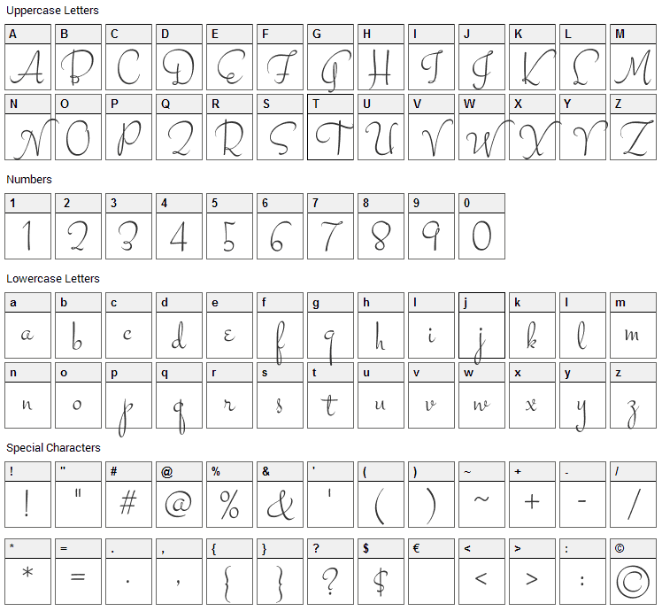 Stalemate Font Character Map