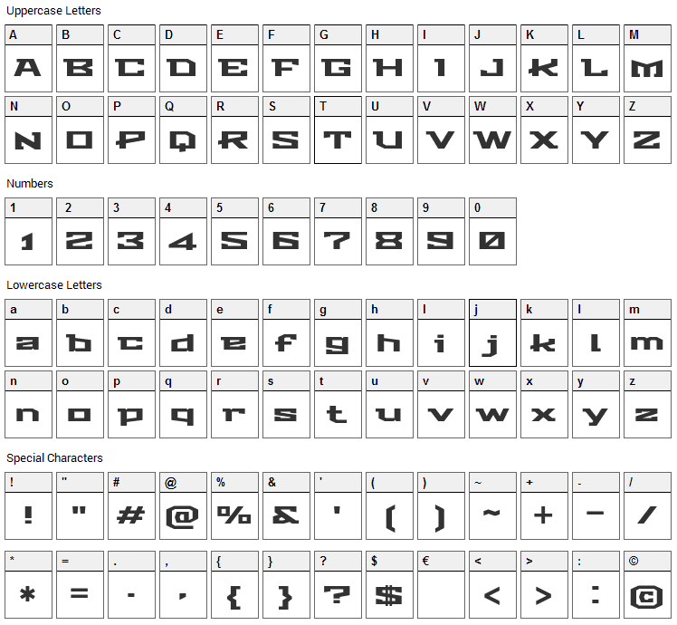 Stalin One Font Character Map