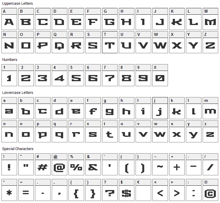 Stalinist One Font Character Map