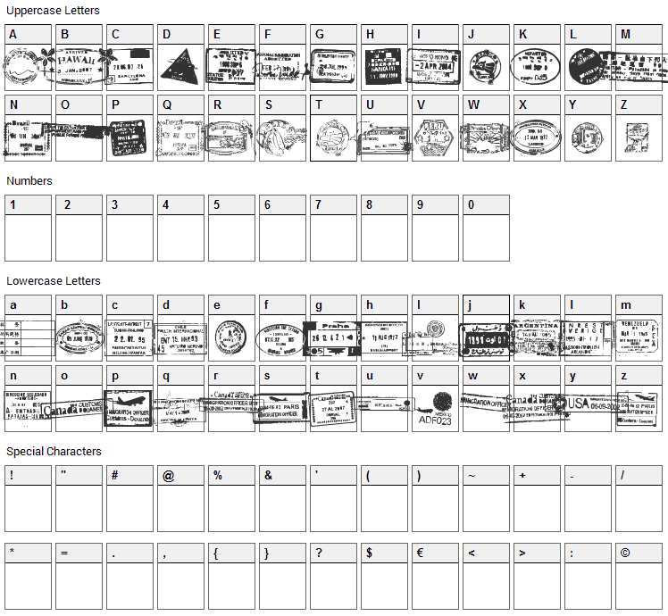 Stamp Seal Font Character Map