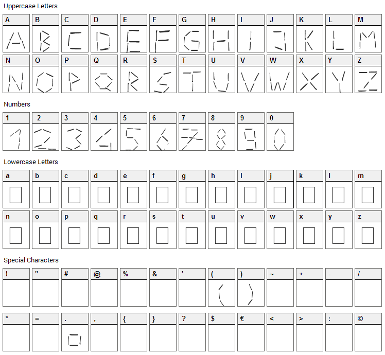 Stapler Font Character Map