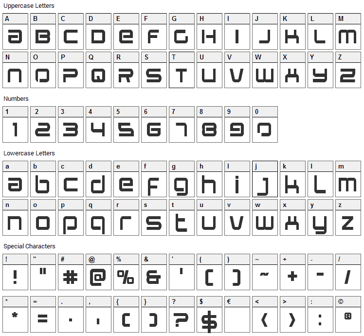 Star Eagle Font Character Map