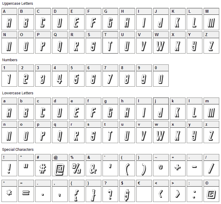 Star Trek Future Font Character Map