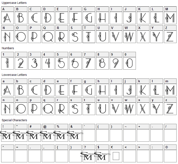 Stardust 06 Font Character Map