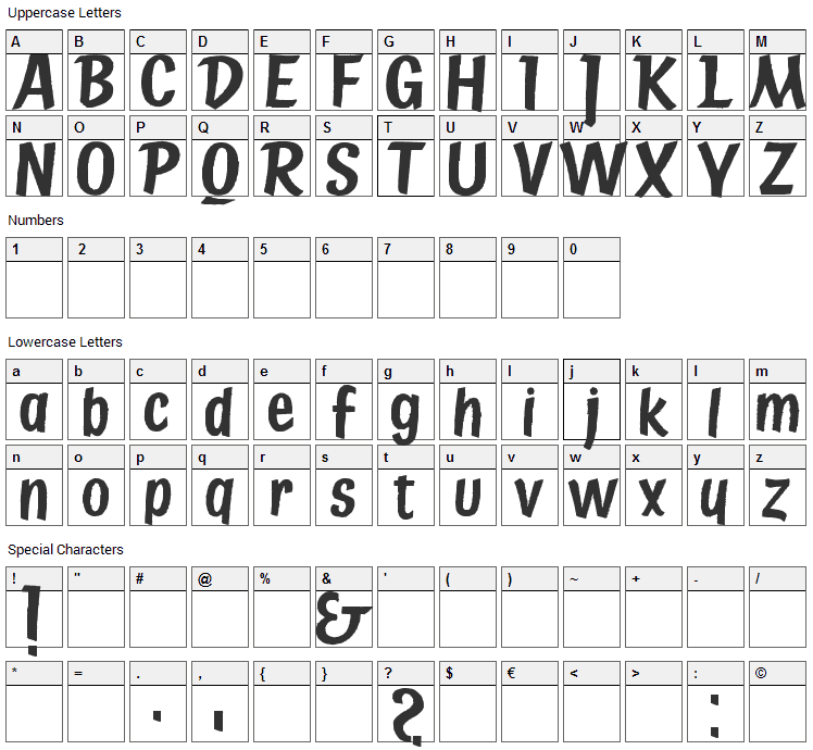 State Bridge Font Character Map