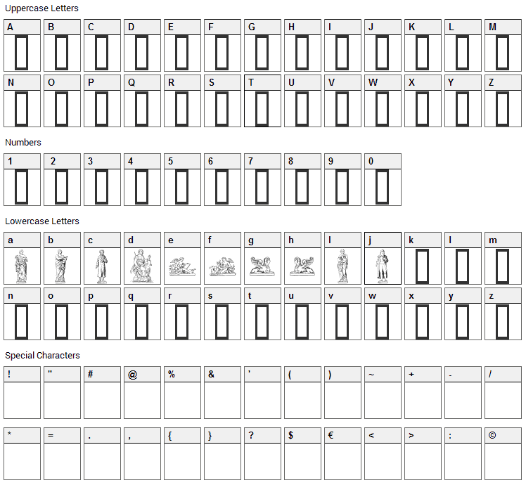 Statuer Font Character Map