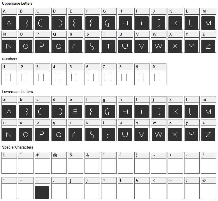 Stealthy Bastards Font Character Map