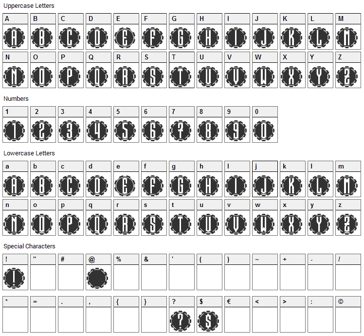 Steamcog Caps Font Character Map