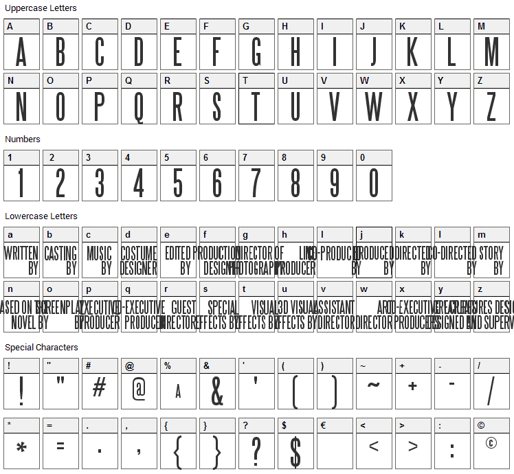 SteelTongs Font Character Map