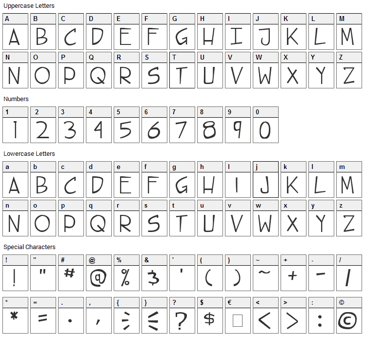 Steet Cred Font Character Map