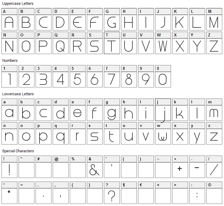 Steiner Font Character Map