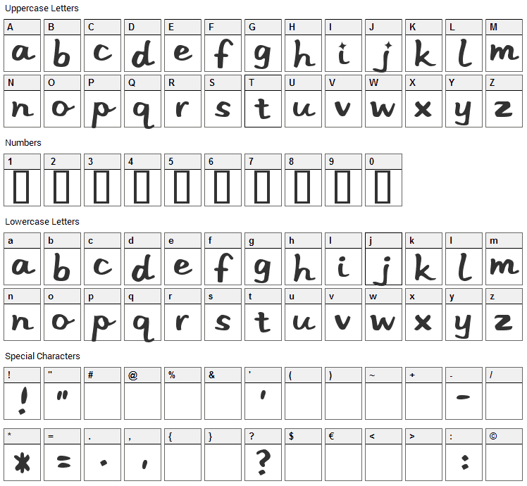 Stereo Hi-Fi Font Character Map