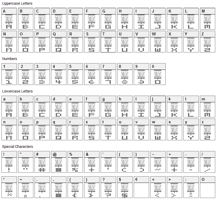 Stereolab Font Character Map