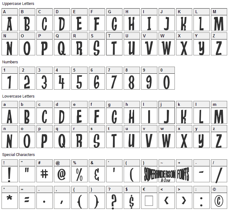 Stingray Font Character Map