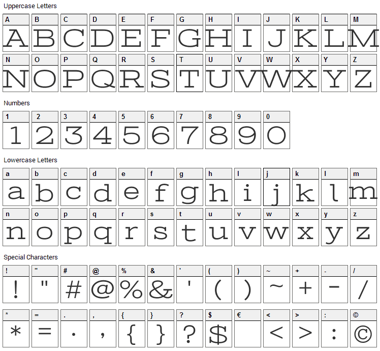 Stint Ultra Expanded Font Character Map