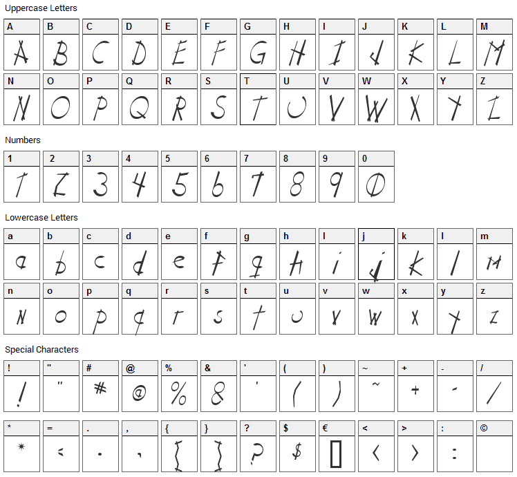 Stix n Stonz Font Character Map