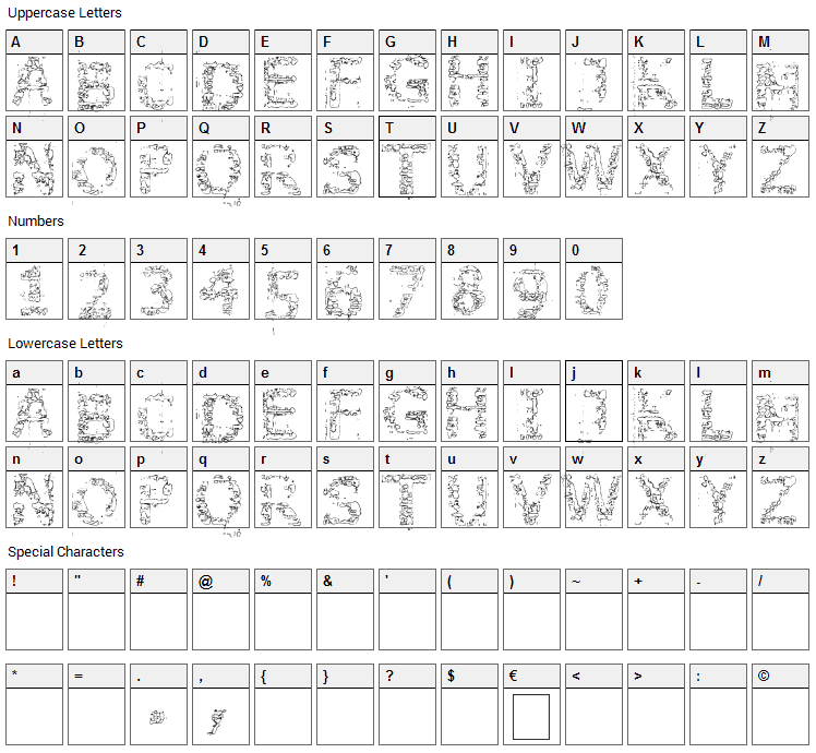 Stone Edge Font Character Map